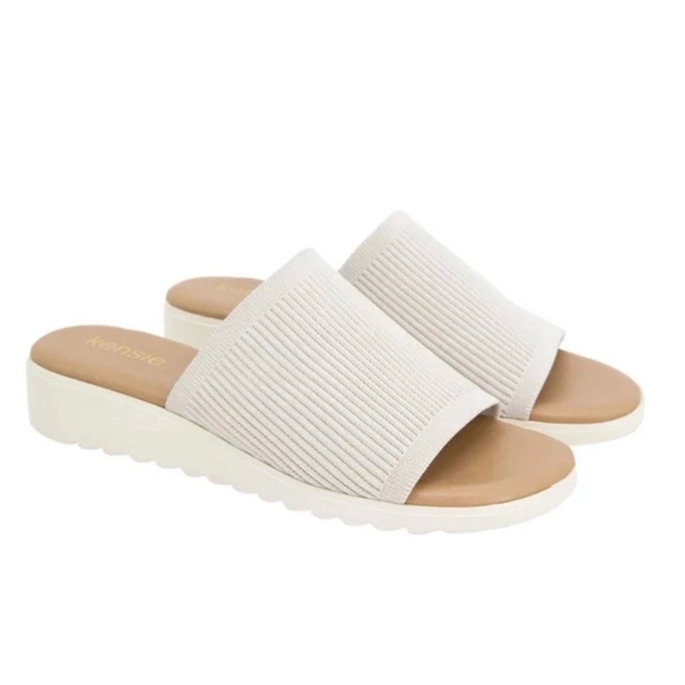 Kensie Cream Slide Sandals